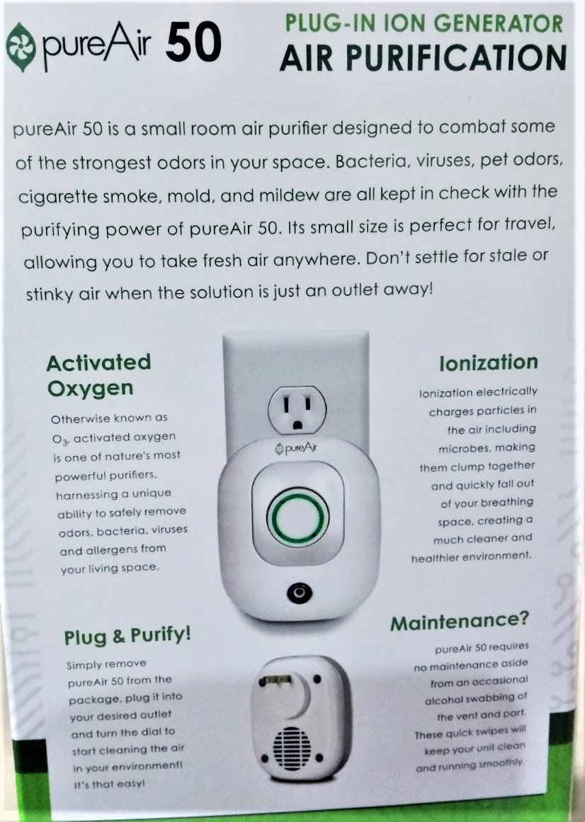 pureair 50 small space plug in purifier